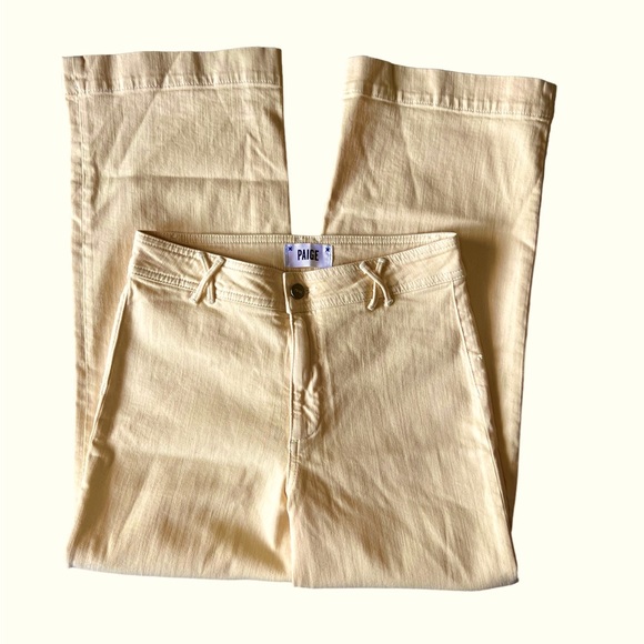 PAIGE Nellie Wide Leg Culotte Jeans in Light Yellow Size 27 - Picture 3 of 16